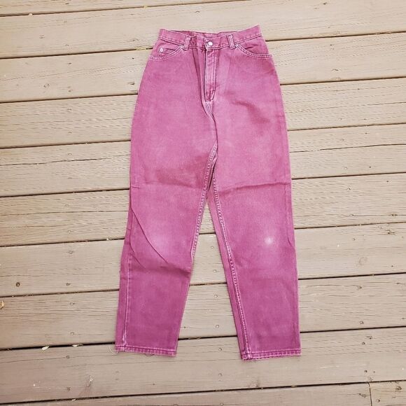Vintage 90s y2k Arizona Burgundy Cotton Denim High Waisted Tapered Mom Jeans 26" - Picture 1 of 6